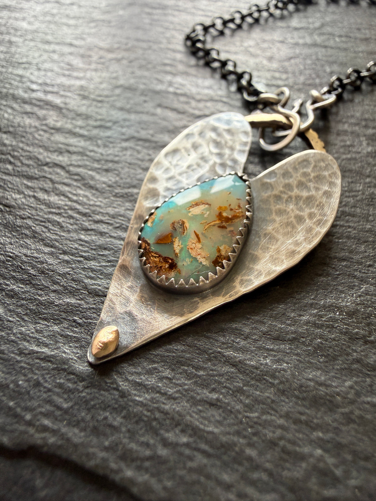 Opal heart pendant