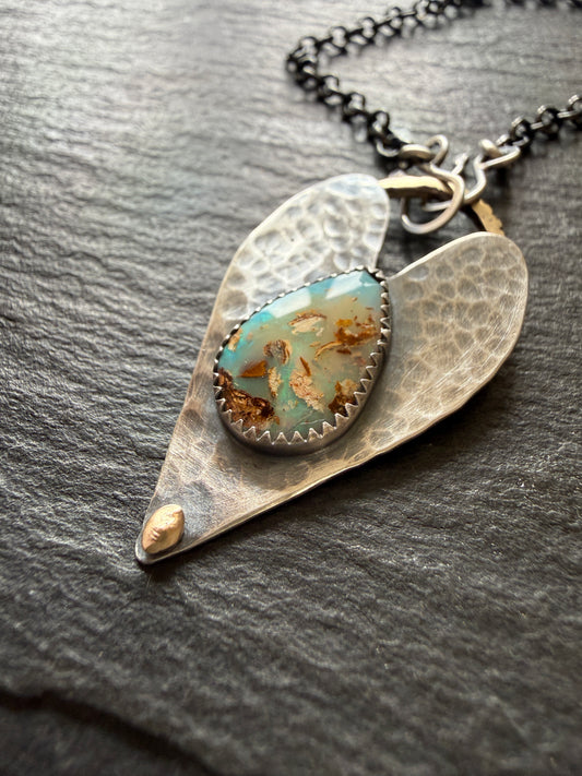 Opal heart pendant