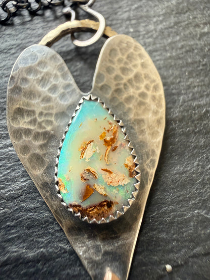 Opal heart pendant