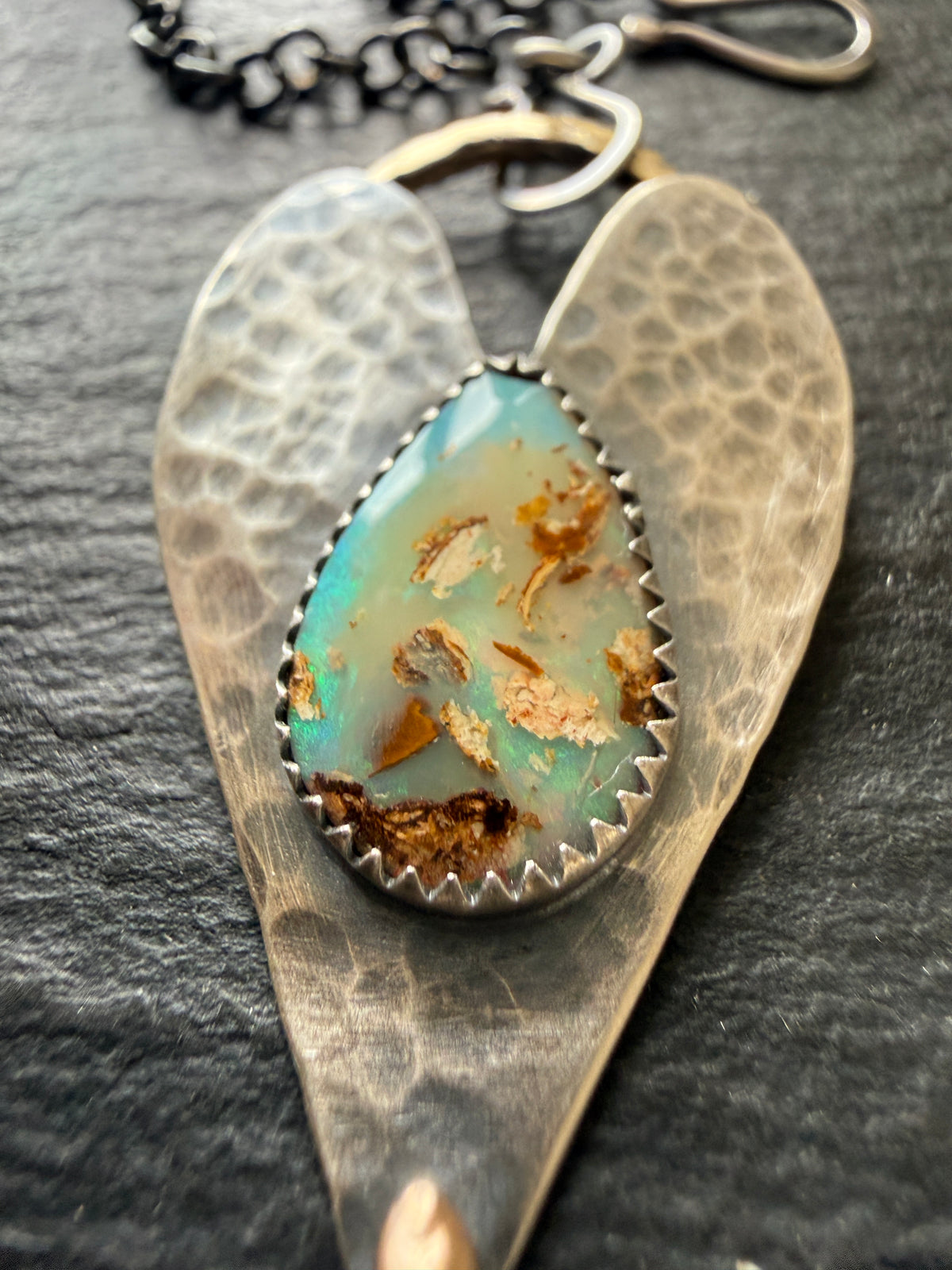Opal heart pendant