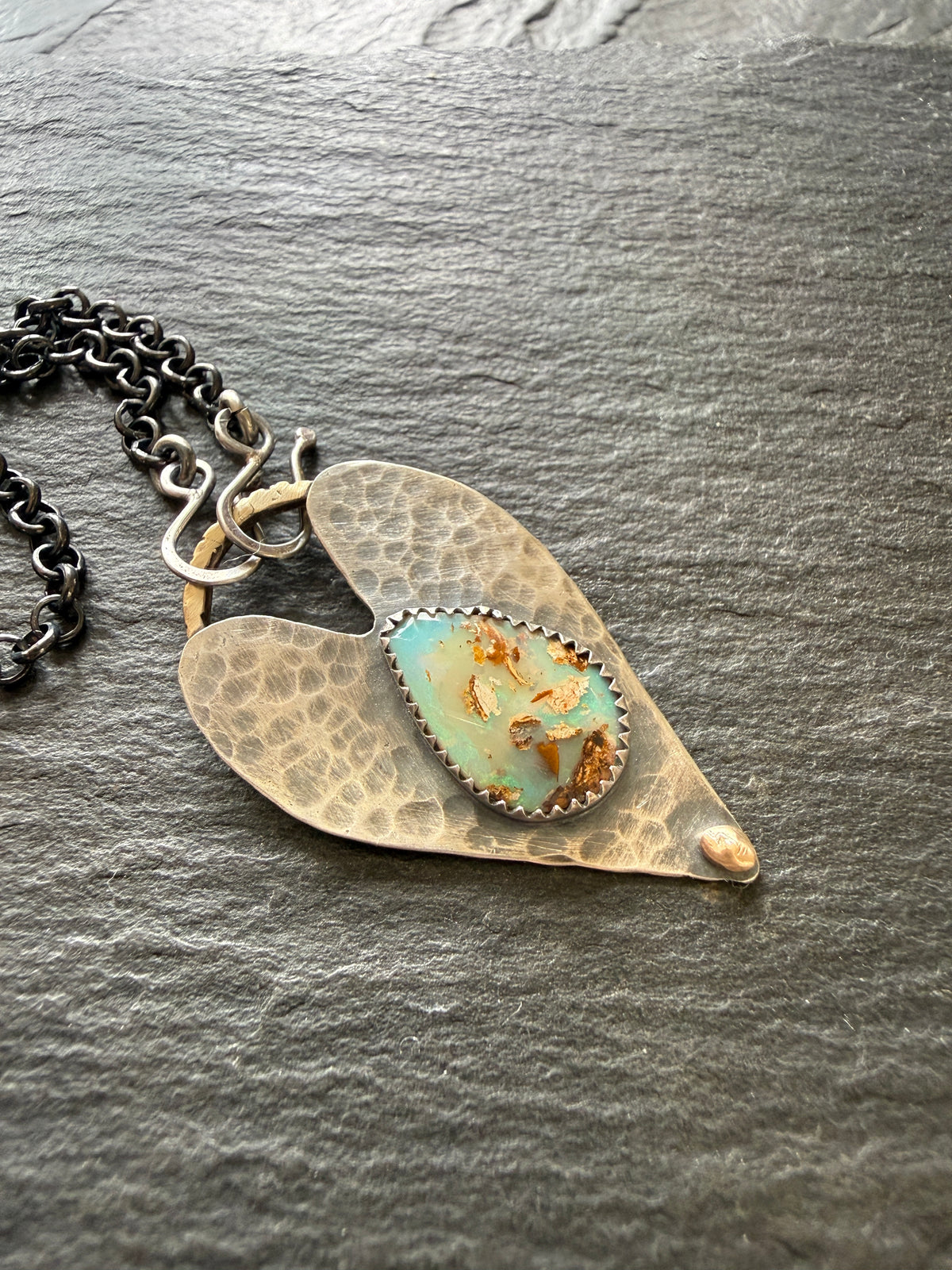 Opal heart pendant