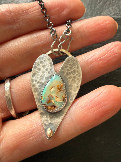 Opal heart pendant