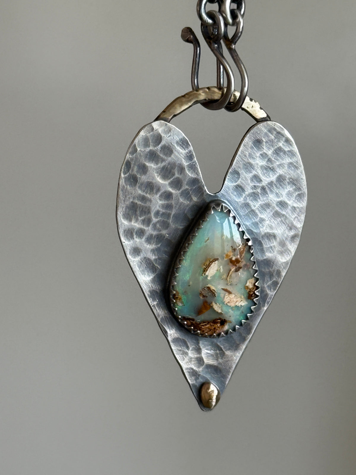 Opal heart pendant