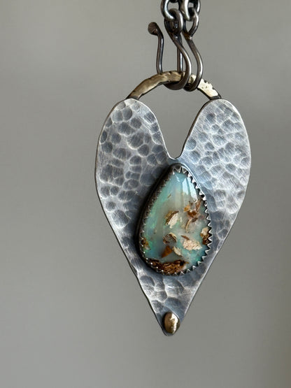 Opal heart pendant