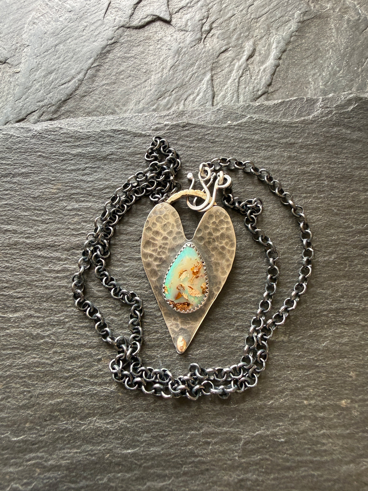 Opal heart pendant
