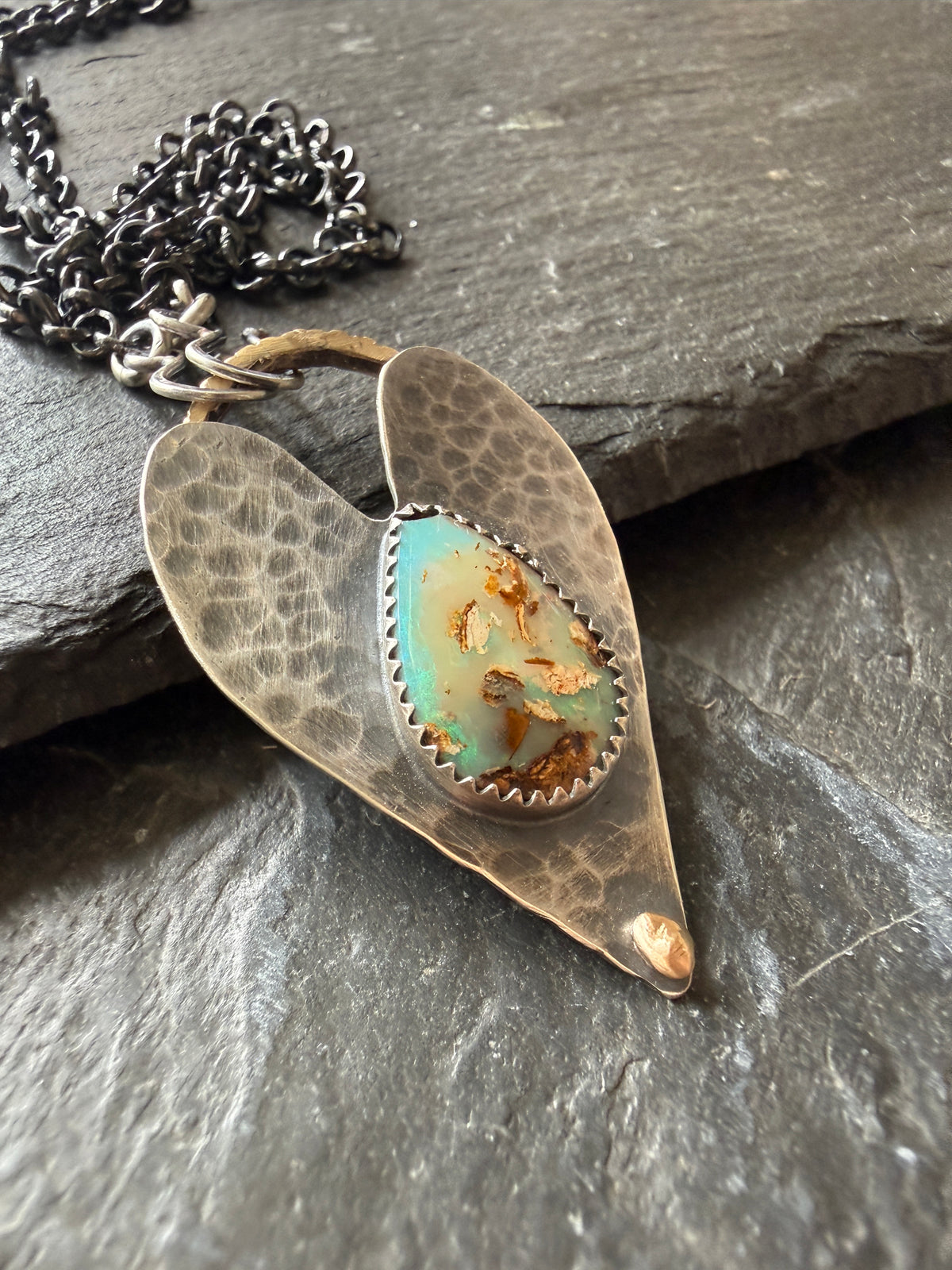 Opal heart pendant