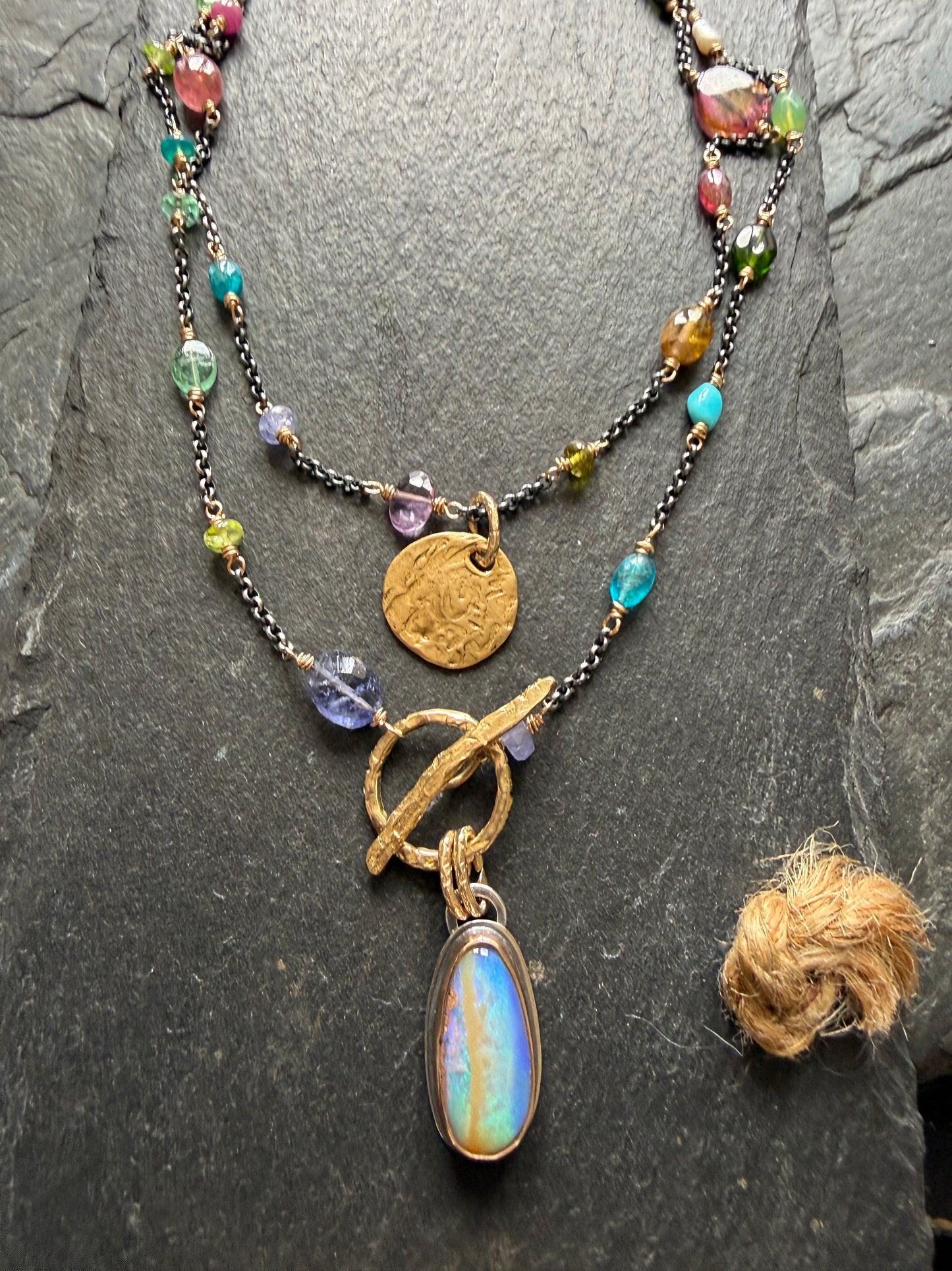 Multi Gemstone Necklace with Boulder Opal