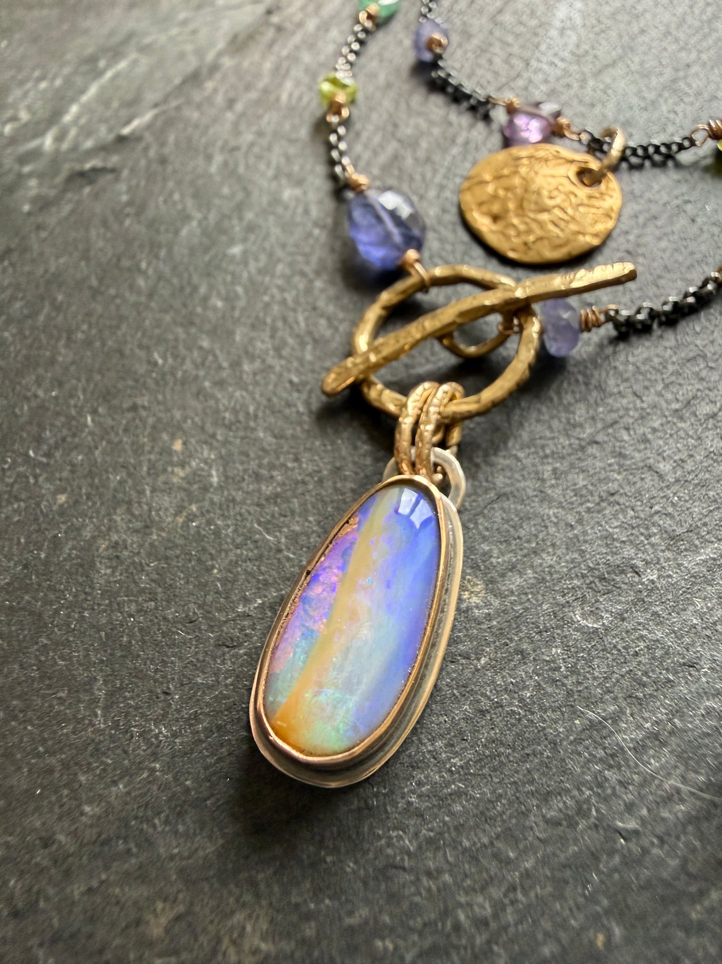 Multi Gemstone Necklace with Boulder Opal