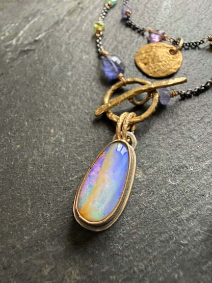 Multi Gemstone Necklace with Boulder Opal