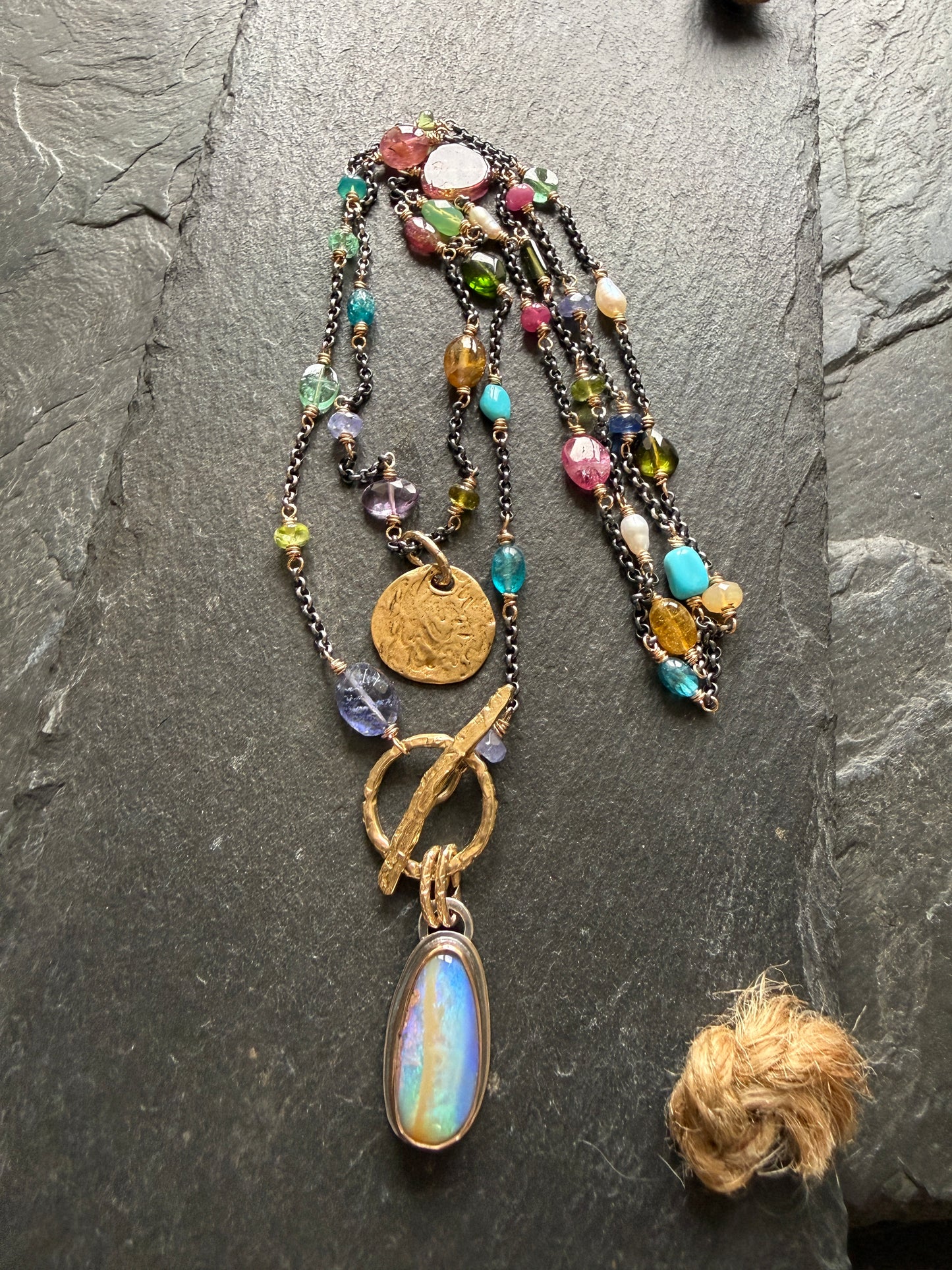 Multi Gemstone Necklace with Boulder Opal