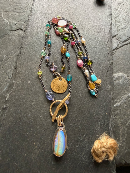 Multi Gemstone Necklace with Boulder Opal