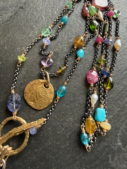 Multi Gemstone Necklace with Boulder Opal
