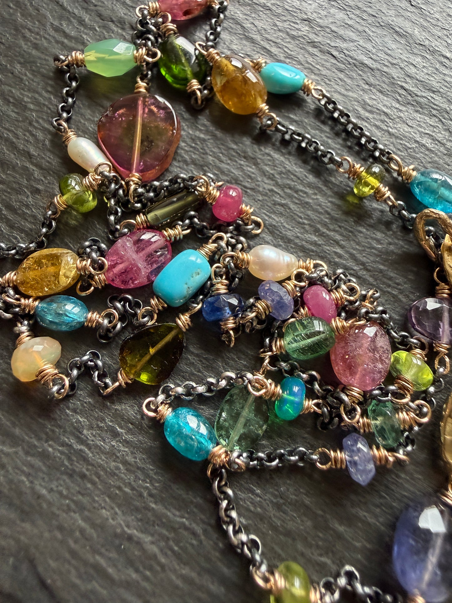 Multi Gemstone Necklace with Boulder Opal