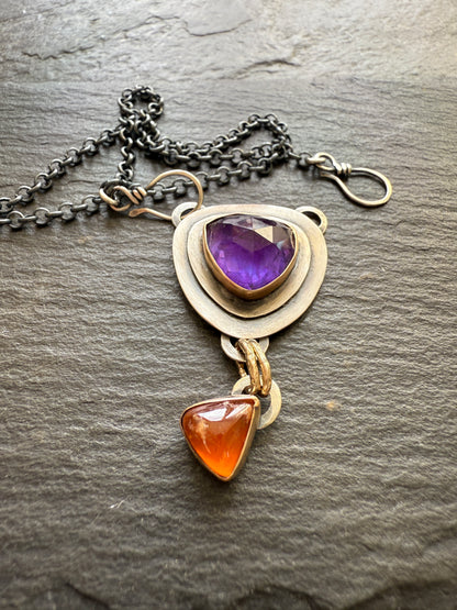 Amethyst & Hessonite Garnet Necklace