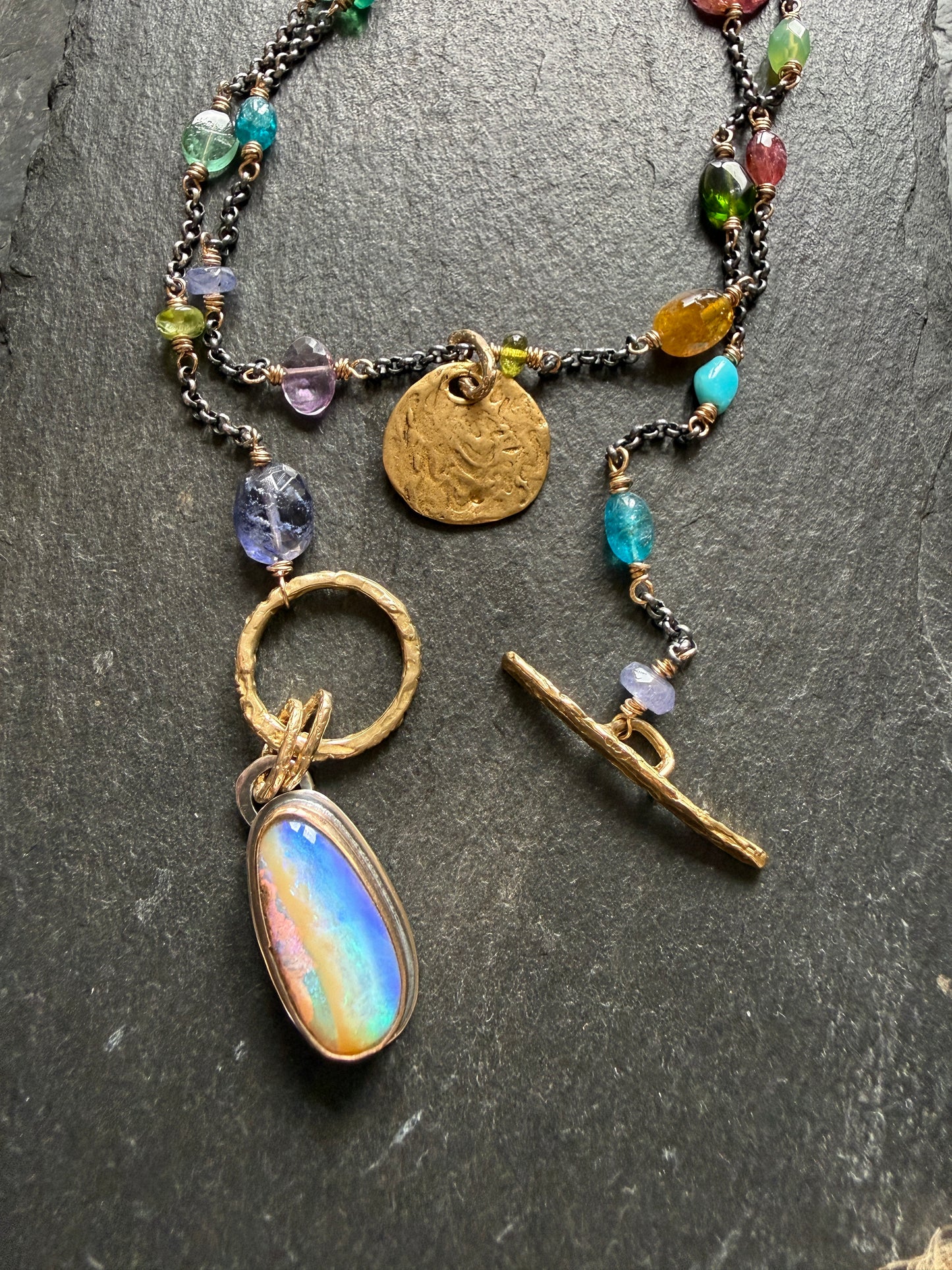 Multi Gemstone Necklace with Boulder Opal