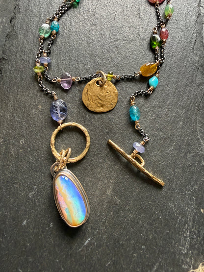 Multi Gemstone Necklace with Boulder Opal