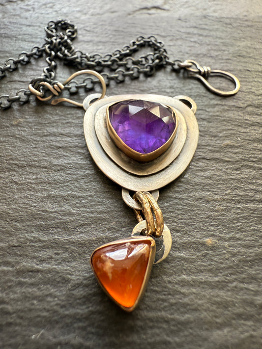 Amethyst & Hessonite Garnet Necklace