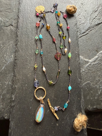 Multi Gemstone Necklace with Boulder Opal