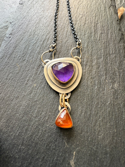 Amethyst & Hessonite Garnet Necklace