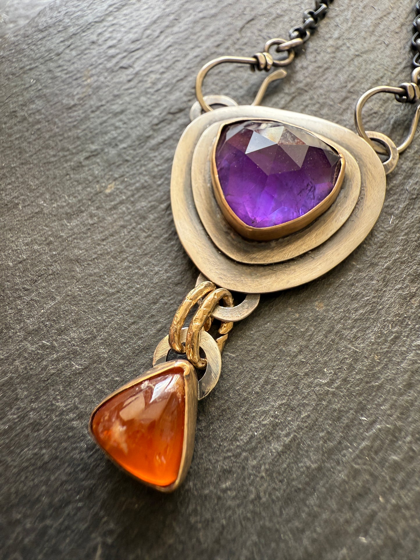 Amethyst & Hessonite Garnet Necklace