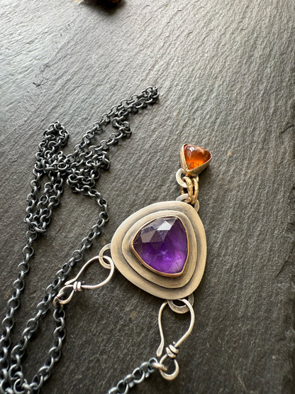 Amethyst & Hessonite Garnet Necklace