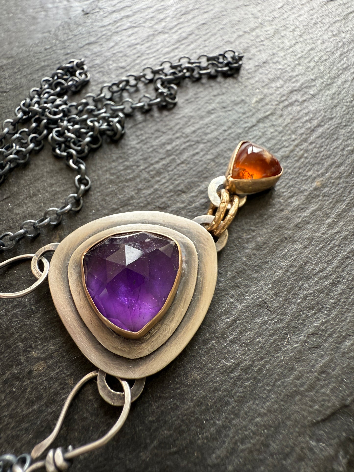 Amethyst & Hessonite Garnet Necklace