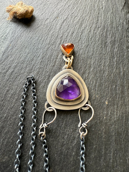 Amethyst & Hessonite Garnet Necklace