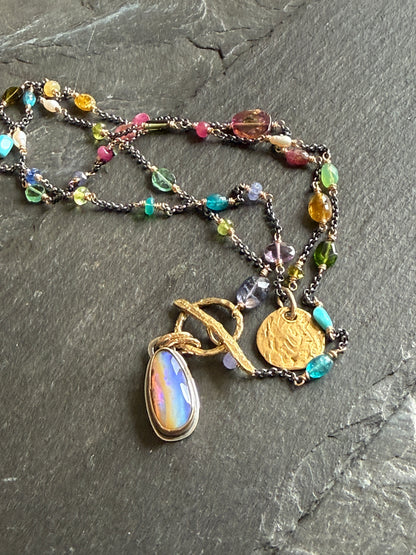 Multi Gemstone Necklace with Boulder Opal