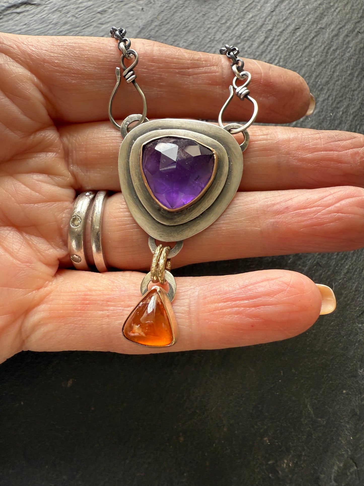 Amethyst & Hessonite Garnet Necklace