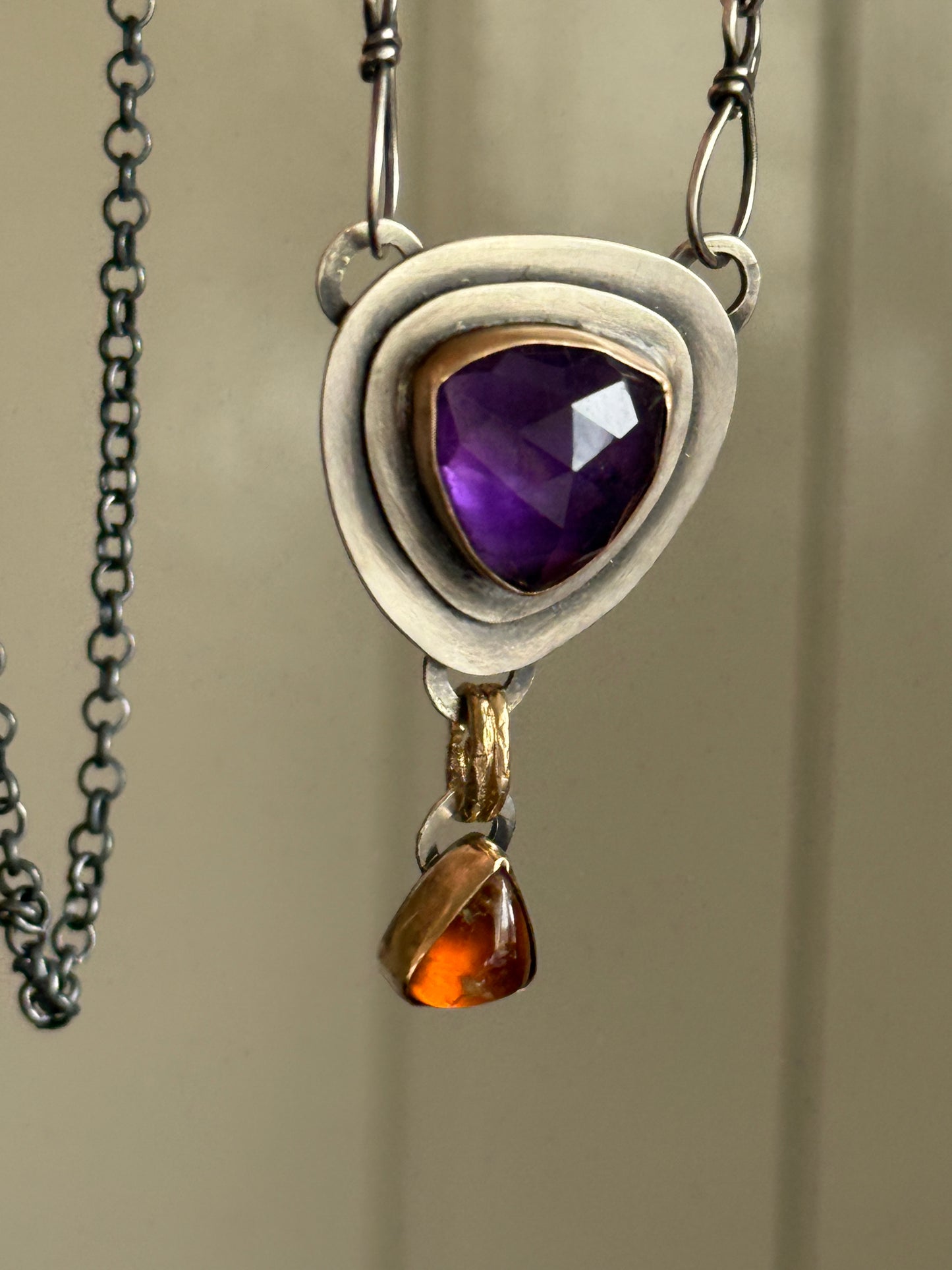 Amethyst & Hessonite Garnet Necklace
