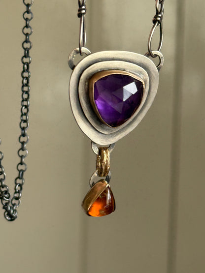 Amethyst & Hessonite Garnet Necklace