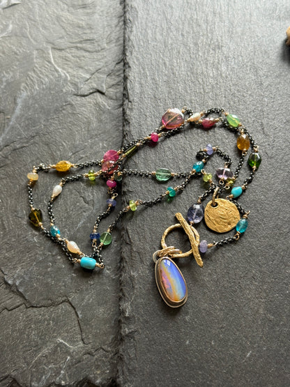 Multi Gemstone Necklace with Boulder Opal