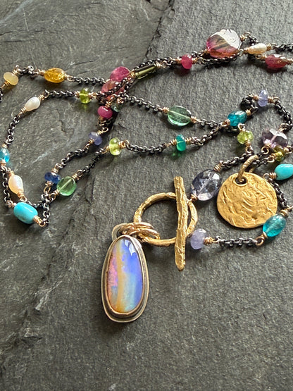 Multi Gemstone Necklace with Boulder Opal