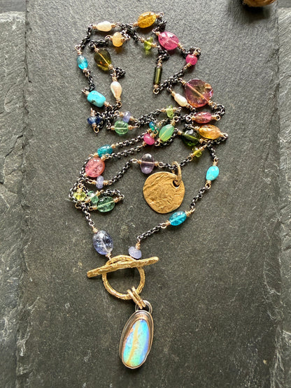 Multi Gemstone Necklace with Boulder Opal