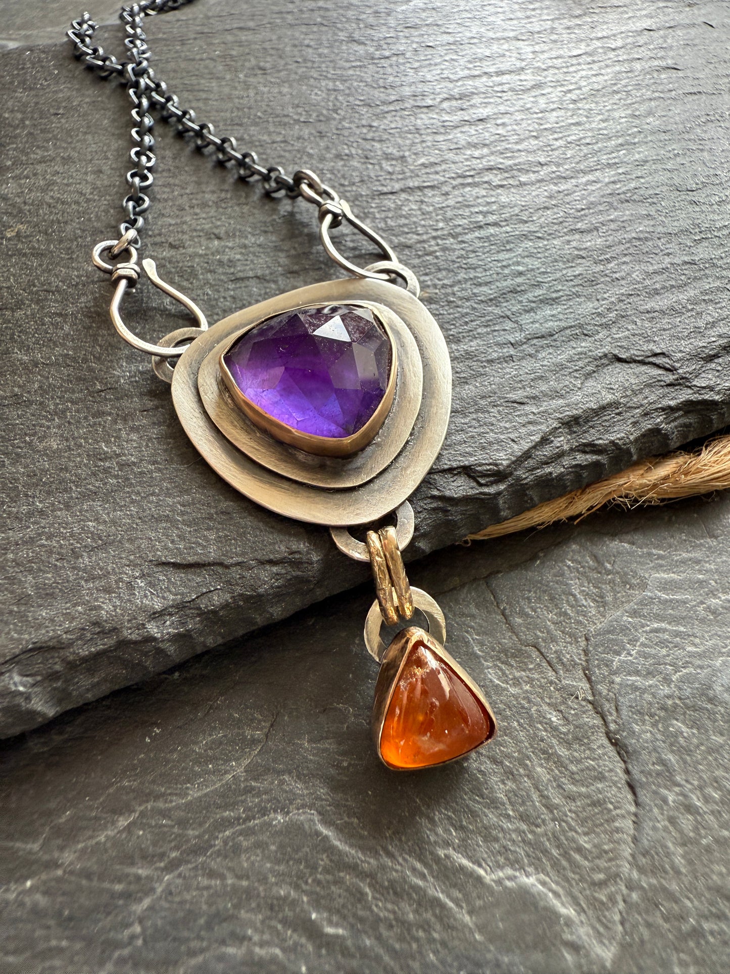 Amethyst & Hessonite Garnet Necklace