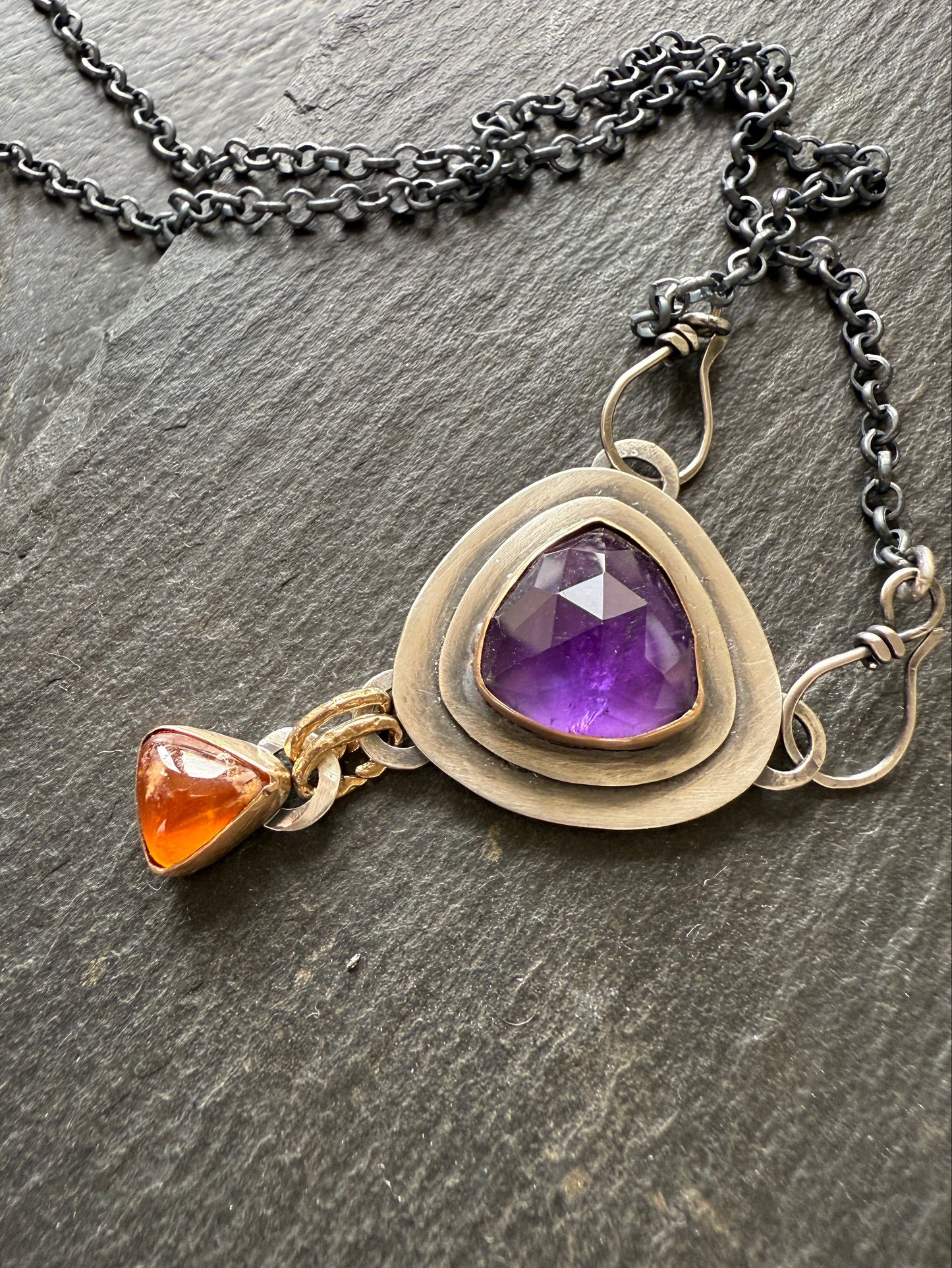Amethyst & Hessonite Garnet Necklace