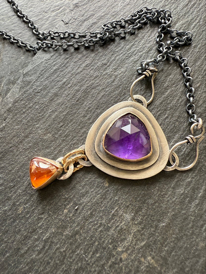 Amethyst & Hessonite Garnet Necklace