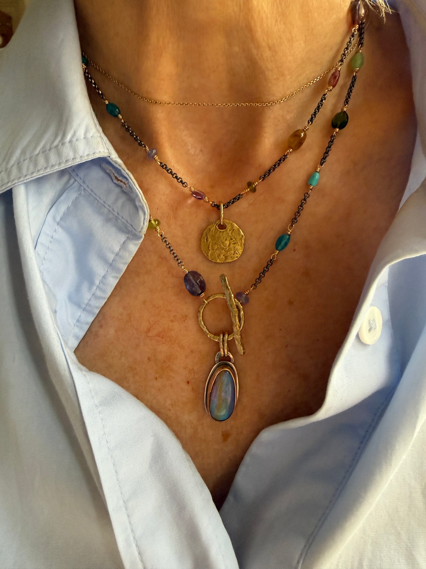 Multi Gemstone Necklace with Boulder Opal