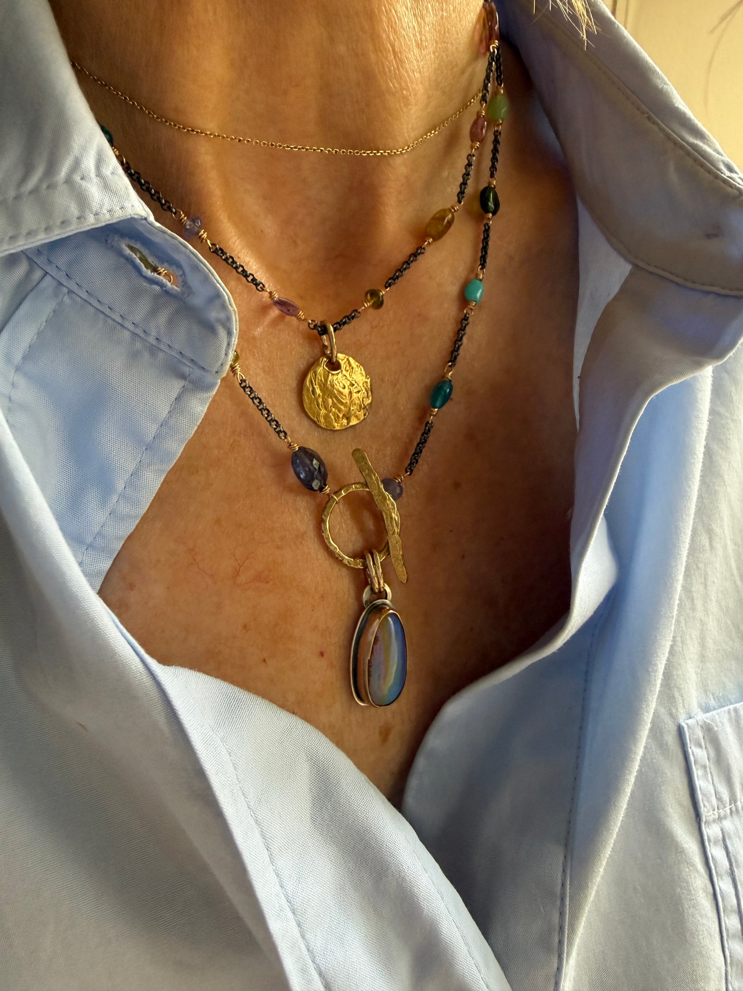 Multi Gemstone Necklace with Boulder Opal