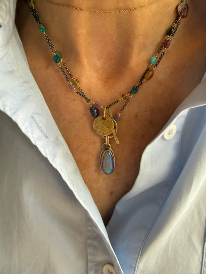 Multi Gemstone Necklace with Boulder Opal