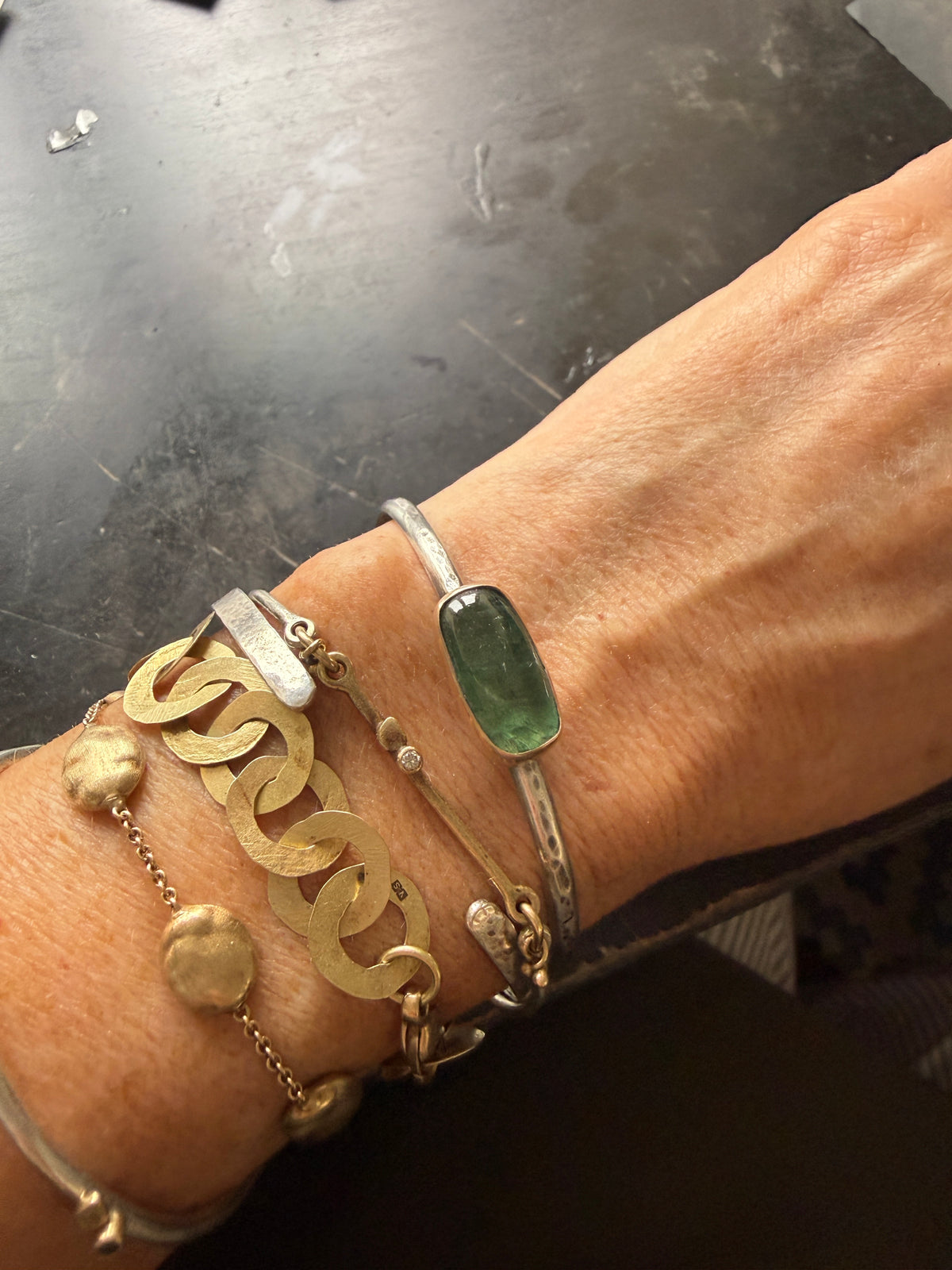 RESERVED - Emerald Kyanite Cuff Bangle