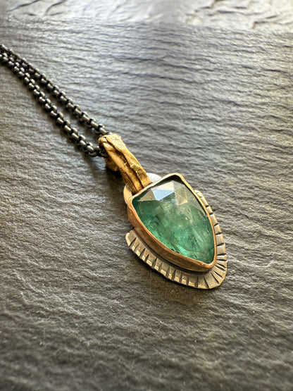 FOR AARON - Dainty Emerald Green Kyanite Pendant