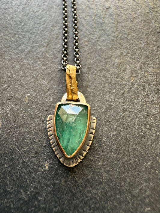 FOR AARON - Dainty Emerald Green Kyanite Pendant