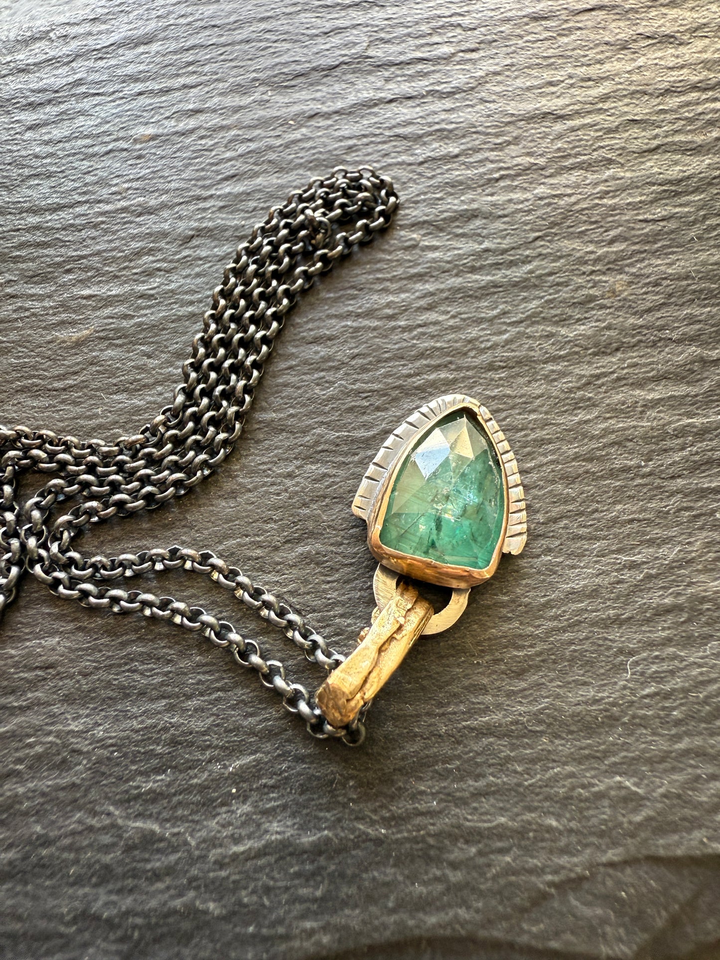FOR AARON - Dainty Emerald Green Kyanite Pendant