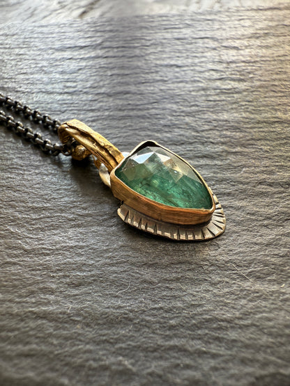 FOR AARON - Dainty Emerald Green Kyanite Pendant