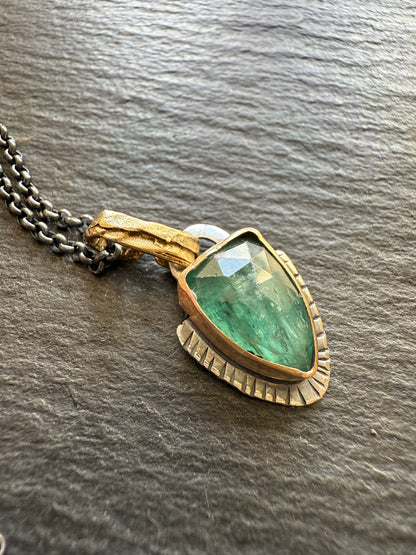 FOR AARON - Dainty Emerald Green Kyanite Pendant