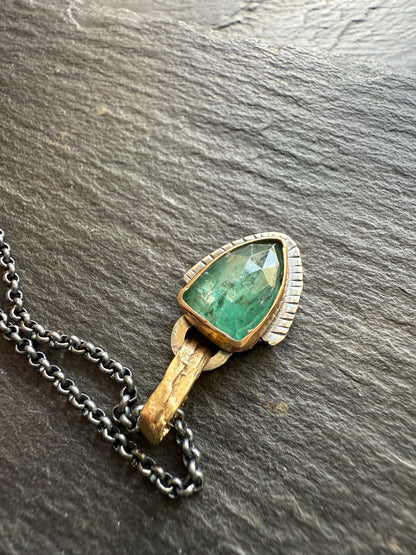 FOR AARON - Dainty Emerald Green Kyanite Pendant