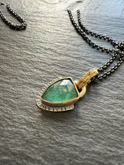 FOR AARON - Dainty Emerald Green Kyanite Pendant