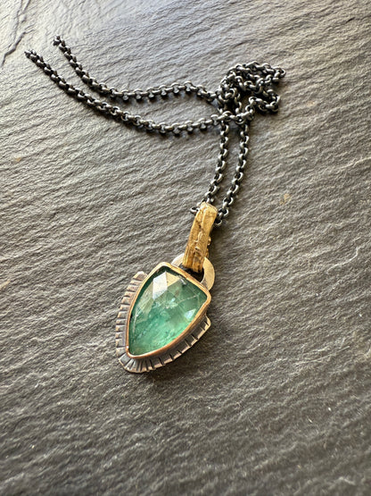 FOR AARON - Dainty Emerald Green Kyanite Pendant