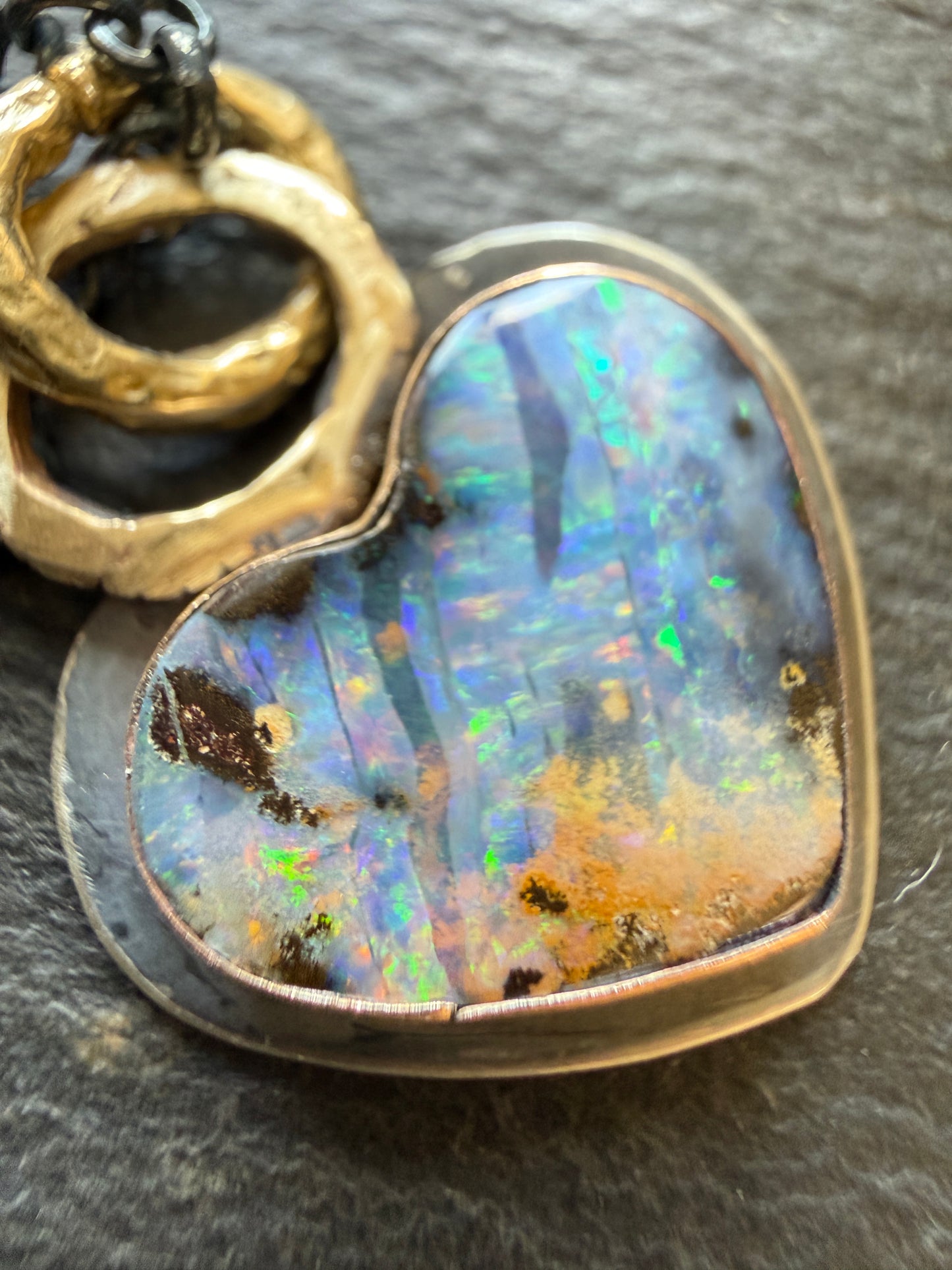 Dark Oxidised Hear Opal Pendant